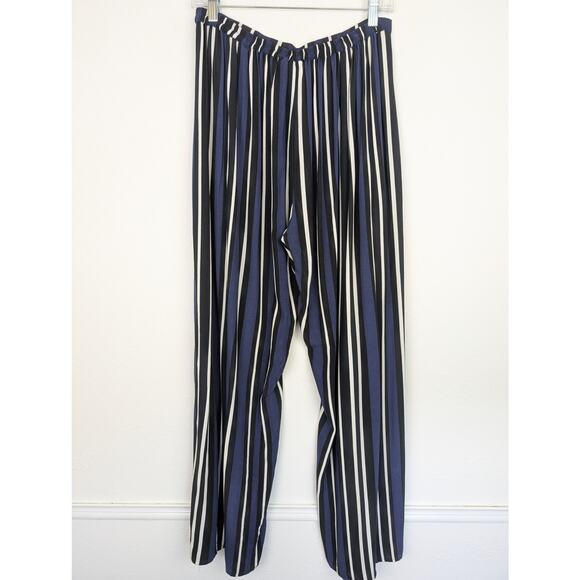 Anthropologie Maeve Pants Striped Side Slit Wide Leg Beach Resort Blue Size S - Picture 7 of 16